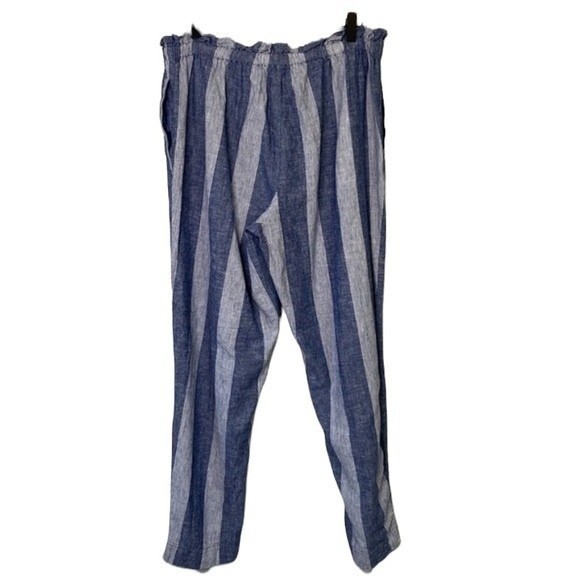 Beachlunchlounge Giavanna Stripe Linen Paper-Bag Tie Waist Pant Pull On Coastal - Picture 6 of 16